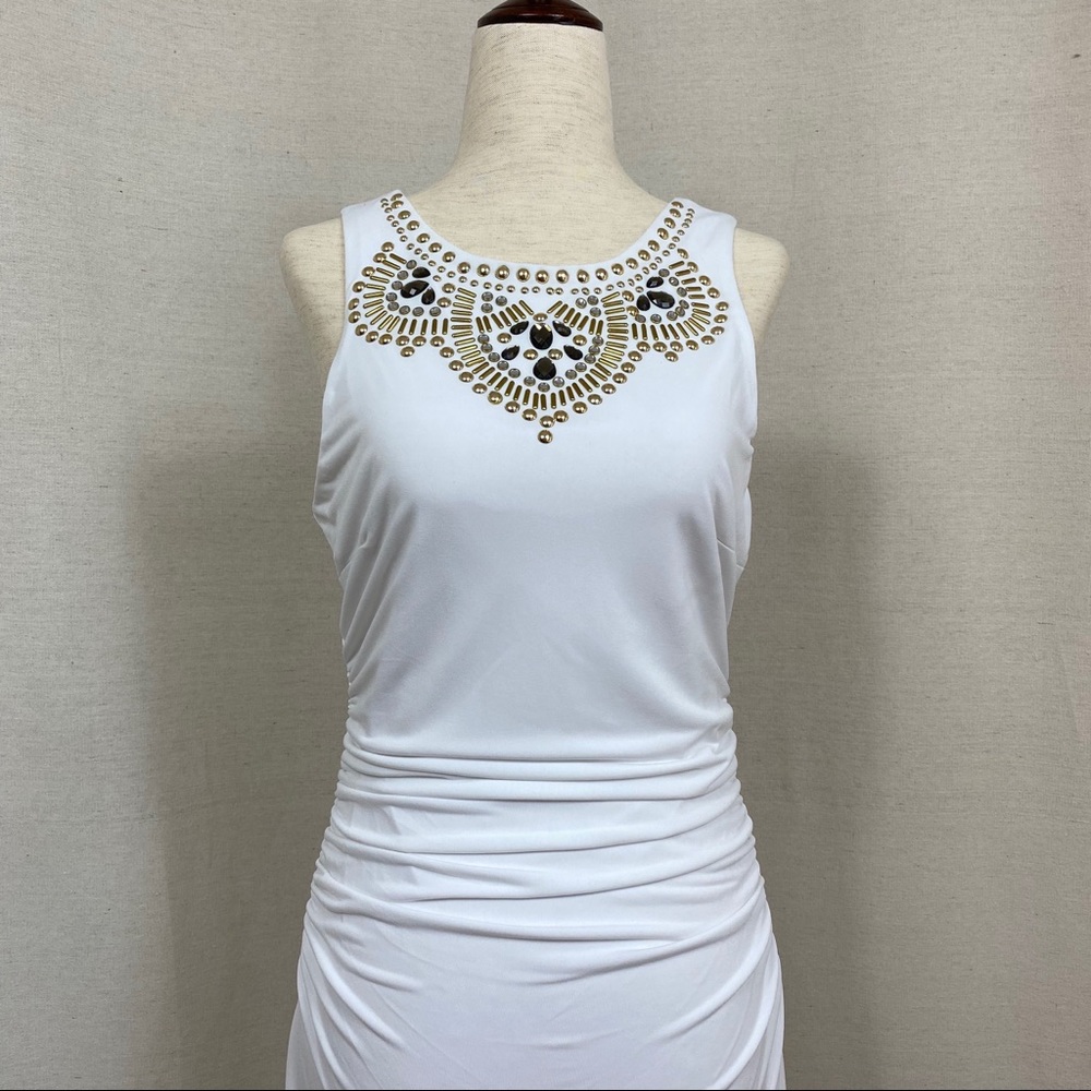 Thalia Sodi White Embellished Sleeveless Dress